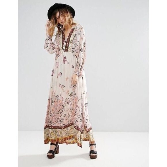 NWT Free People Floral Flowy Maxi Dress | Boho Coastal Cowgirl Tumblr Whimsigoth - Picture 16 of 16